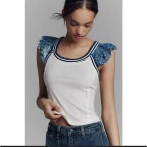 Pilcro Anthropologie Flutter Sleeve Sport Tank, Size XL